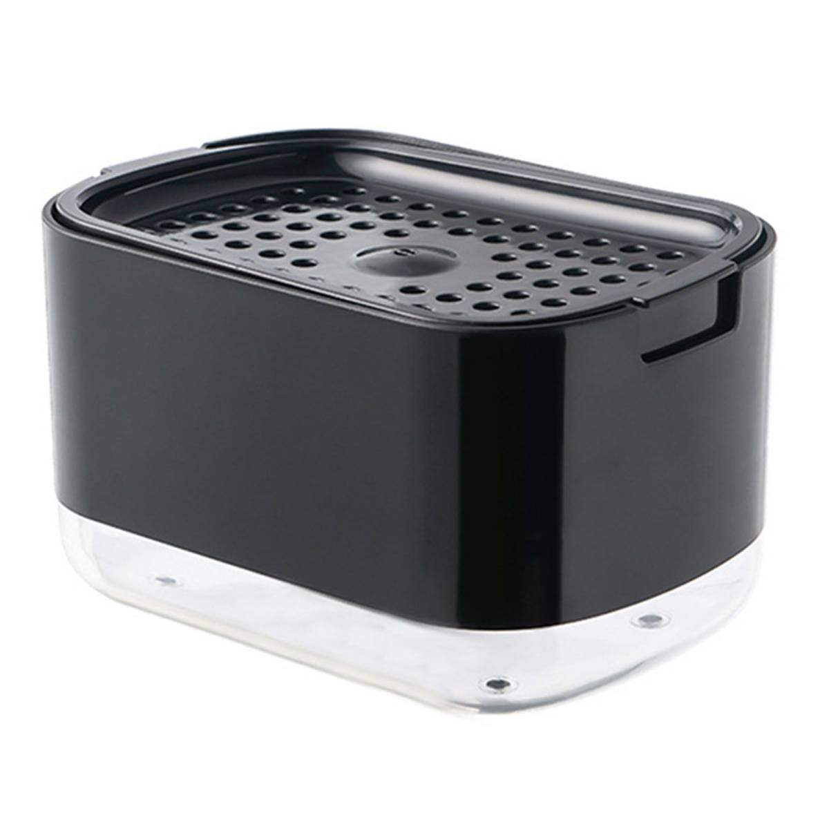 Soap Dispenser with Sponge Holder PP PET Press Type Soap Box for Cloth Dish Kitchen Cleaning Black