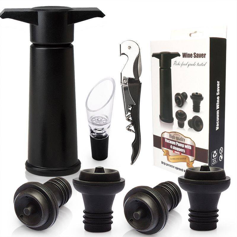 red Wine Vacuum Pump with Preserver Stopper, Wine Fresh Keeping Set