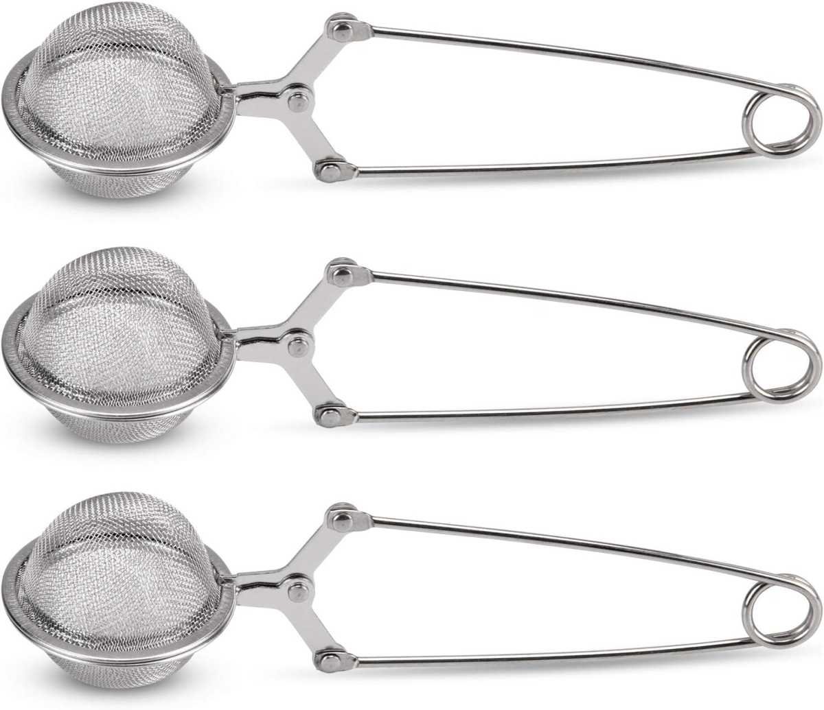 Snap Ball Tea Strainer,  3 Pack Premium Stainless Steel Tea Infuser with Handle for Loose Leaf Tea Fine Mesh Tea Balls Filter Infusers