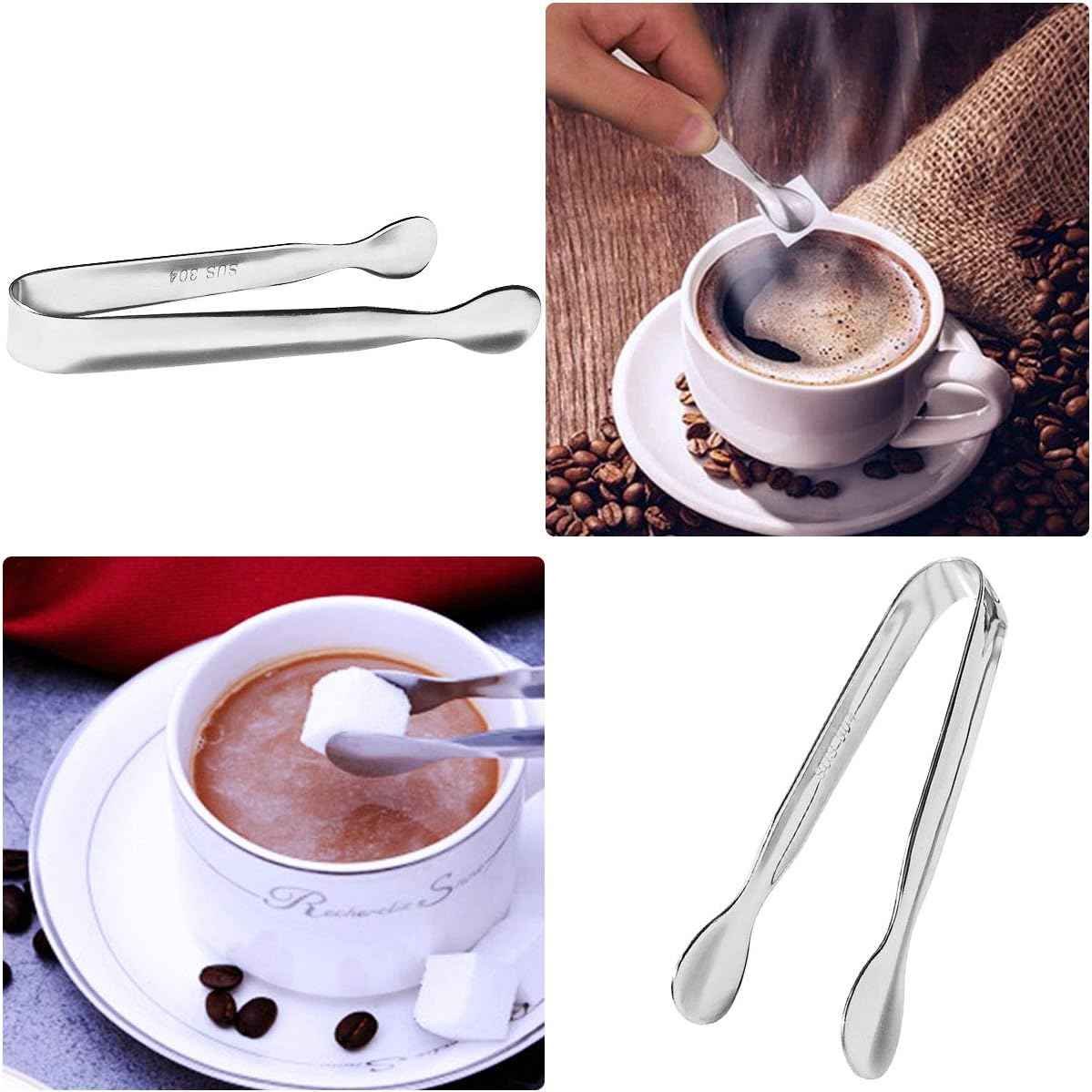 4 Pcs Ice Tongs Sugar Cubes Tongs, Mini Serving Tongs, 304 Stainless Steel, Silver, 4.33 x 0.63 inches