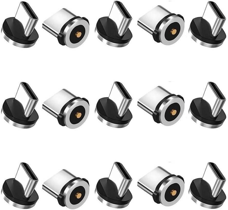 Magnetic Charging Tips USB-C 15pcs,1Pin 360° Rotate Connector Adapter for USB Type-C Ports Series,Just Plugs to Charging/Water-dustproof/antioxidant Without Cord&Non-Data