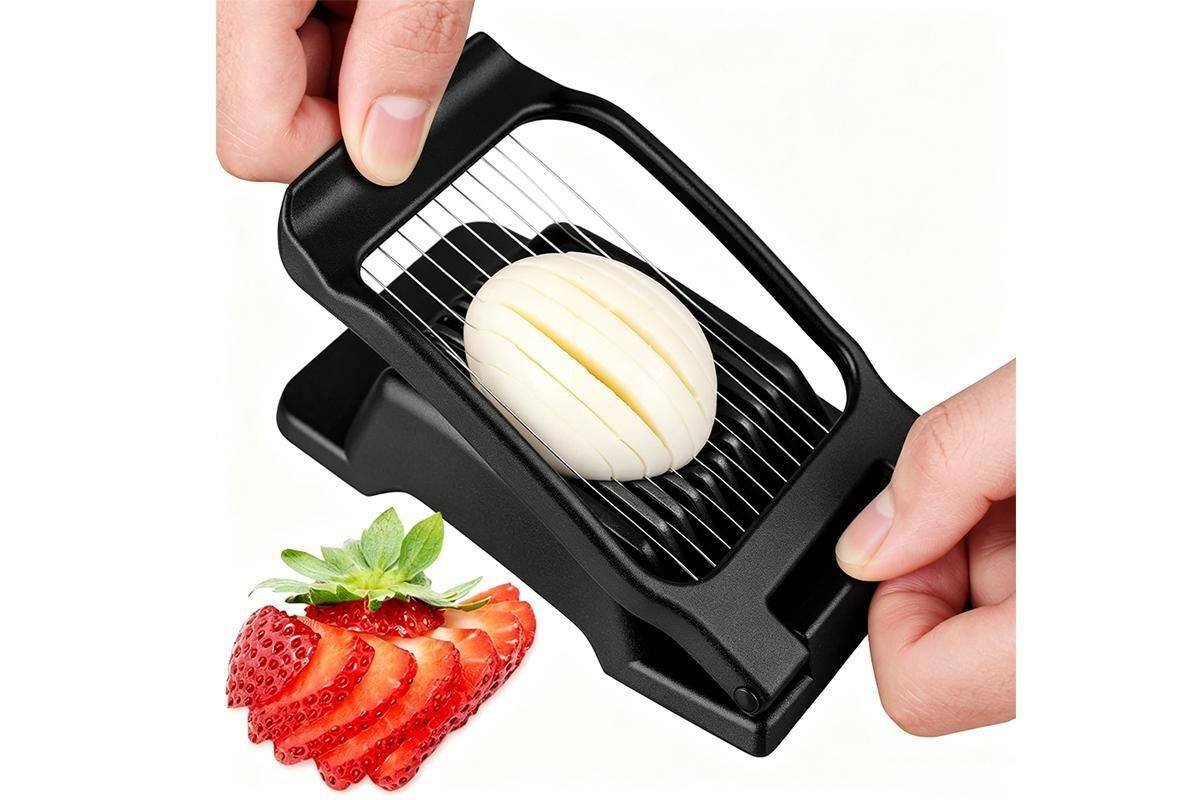 Aluminum Alloy Egg Slicer for Hard Boiled Eggs Strawberry Slicer for Salad-Black