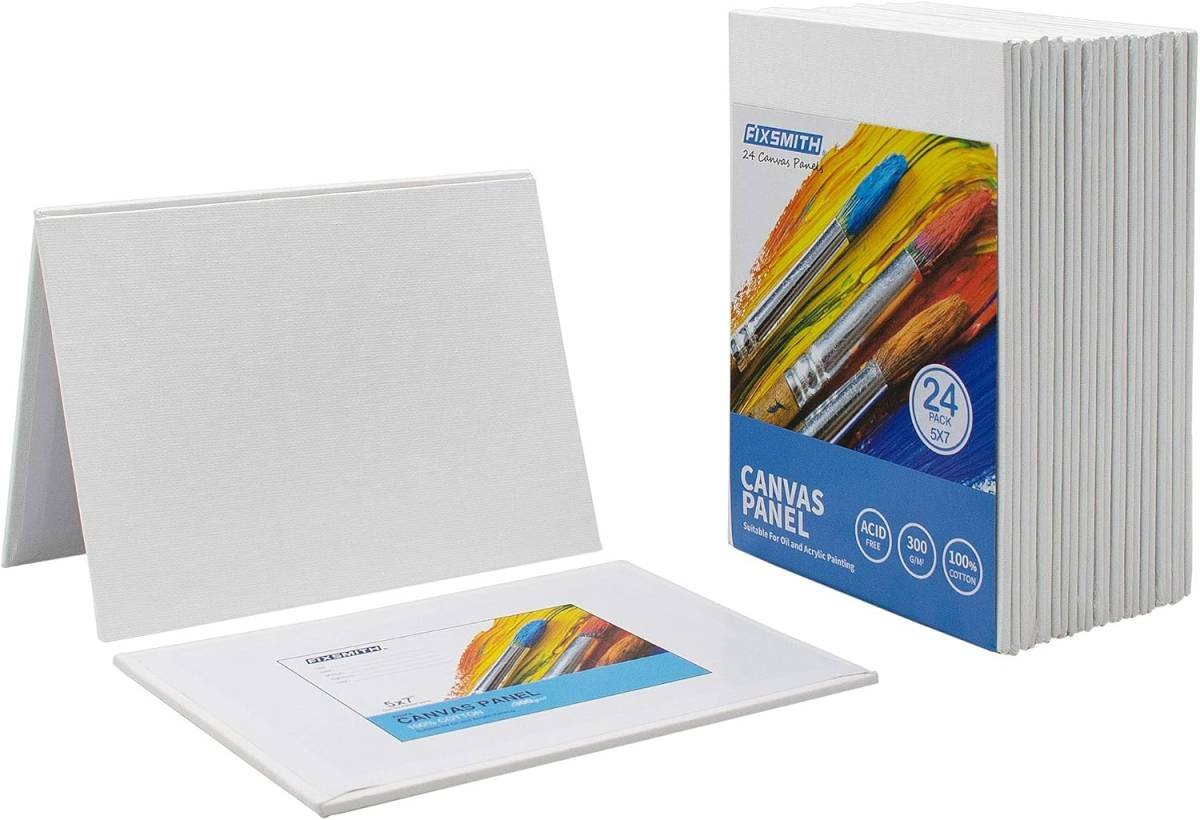 Painting Canvas Panel Boards - 5x7 Inch Art Canvas,24 Pack with 8x10 Inch Canvas Board 6 Pack Canvases,100% Cotton,Primed Canvas Panel,Acid Free,Artist Canvas Boards