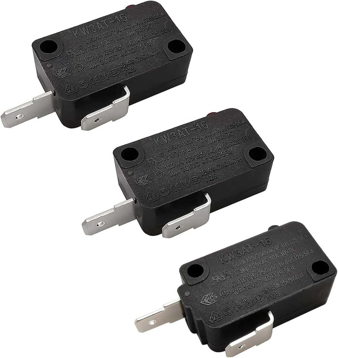 Microwave Oven Door Switch Replacement Part, 16A 125VAC, KW3AT-16 (Downward Compatible with KW3A-16), 2X Normally Open + 1x Normally Closed
