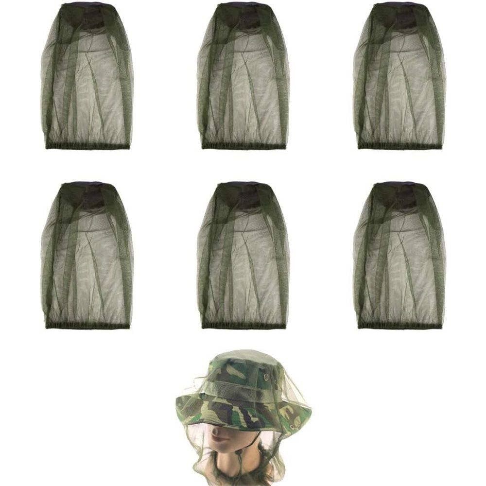 Mosquito Head Net for Insect, 6 Pack, Fly & Bug Protection | Ultra Large & Long, Extra Fine Holes for Camping, Hiking, Fishing, Gardening, Safari, Fits All Hats for Men & Women（Excluding hat）