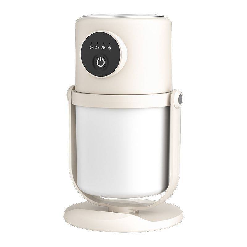 Portable Small Humidifier - Cold Mist Humidifier with 360° Rotating Stand, Stepless Dimming Warm Night Light, 2/8 H Timer Function, Mini humidifier for Bedroom, Plants, Office, and Car