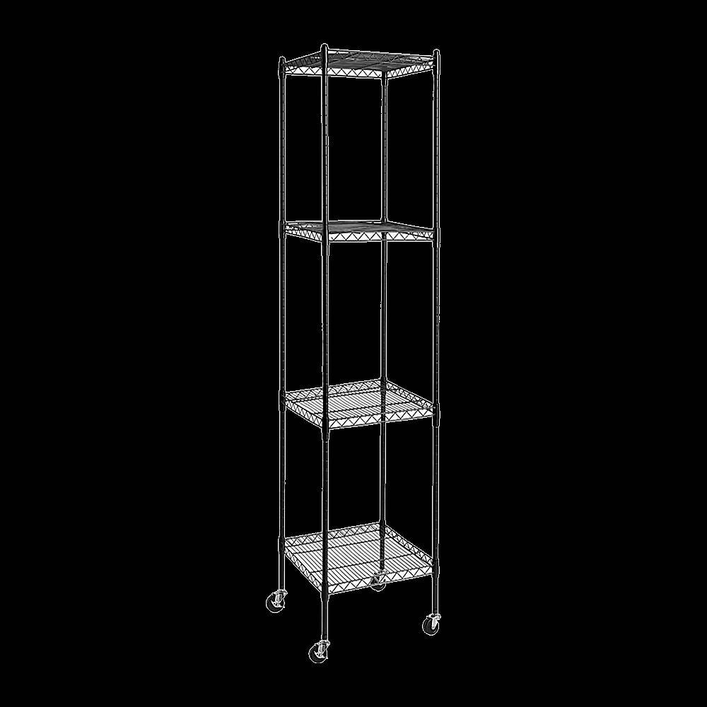 Modular Wire Storage 35x35cm Steel Shelving Black With Wheels For Garage Warehouse Or Kitchen Organisation