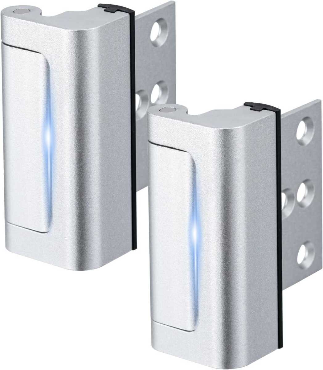 2 Pack Home Security Door Lock,Childproof Door Reinforcement Lock,with 3" Stop Withstand 800 lbs,for Inward Swing Doors,Night Kids Safety Metal Flip Lock Deadbolt Latch (Silver)