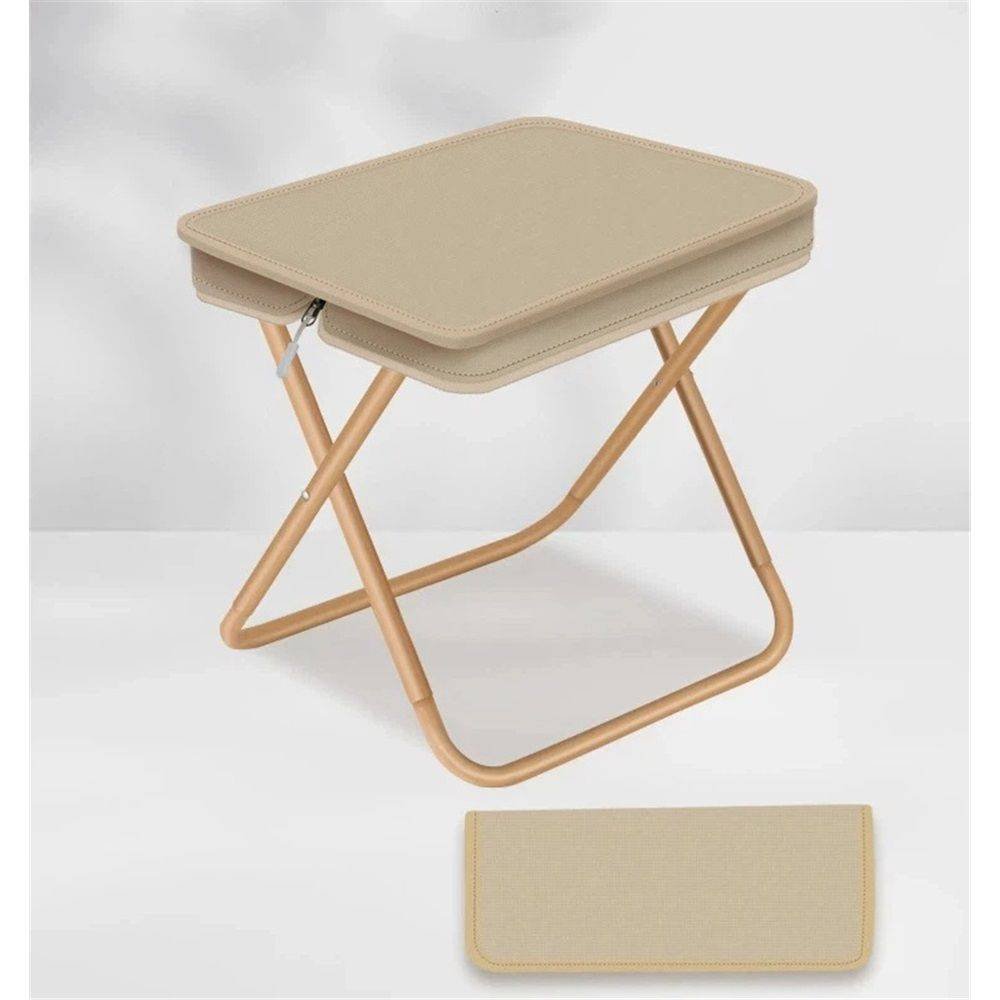 12.5" Foldable Portable Camping Stool Heavy Duty 264lbs for Adults, Lightweight Travel Stool with Carry Bag, khaki