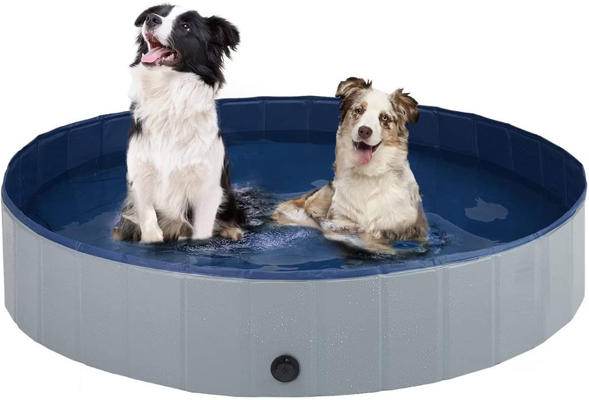 Foldable Dog Pet Pool Bathtub, Gray, S