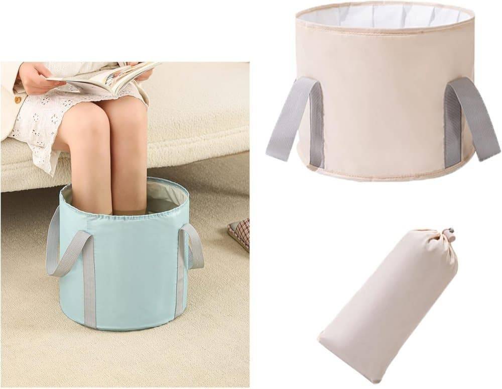 Foldable Foot Bath Tub 30x20cm, Portable Foot Spa for Home Travel Camping and Outdoor Use, Wood