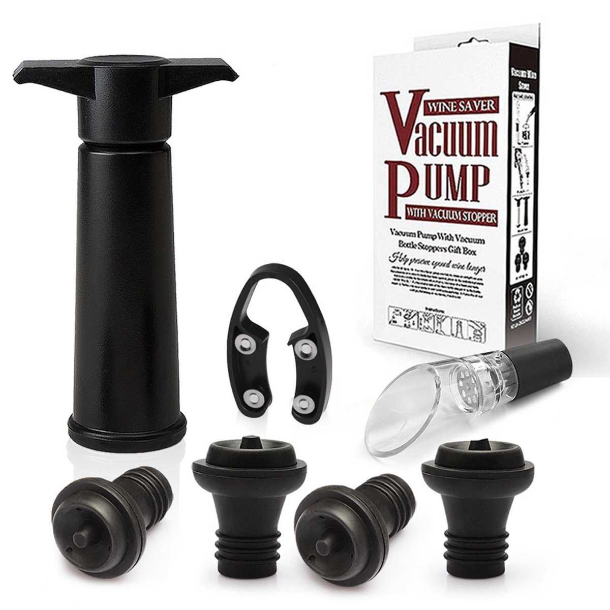 red Wine Vacuum Pump with Preserver Stopper, Wine Fresh Keeping Set