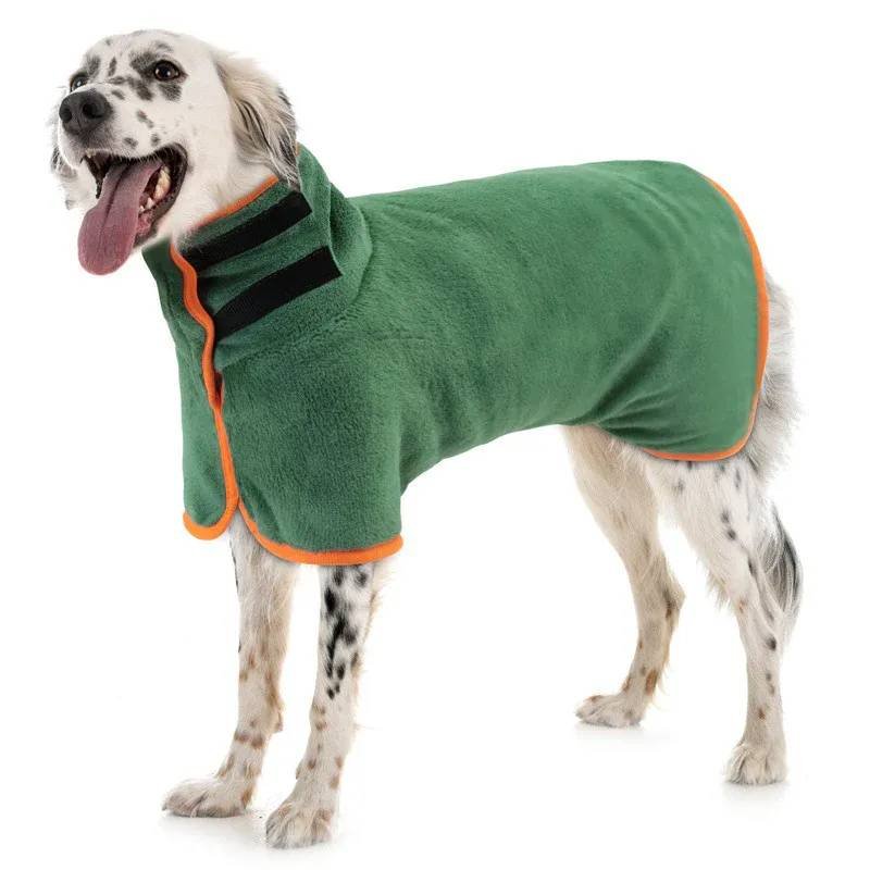 Dog Bathrobe Microfiber Absorbent Drying Coat, Green, L