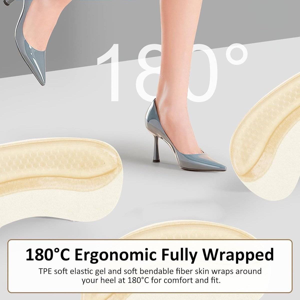 pairs - Heel pads for women's shoes - gel anti-slip heel pads - prevent blisters - friction heel protectors - reusable - heel pads for high heels, flat shoes and loafers - Insoles - insole - Beige - 3.8*8.2 cm