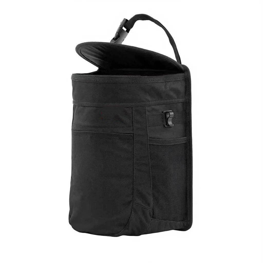 Spill-Proof Car Trash Can -  Round - Removable Leak-Proof Liner & Flip-Top Lid - Hanging Trash Can & Trunk Organizer for - Travel & Camping 25*15*34cm ,black