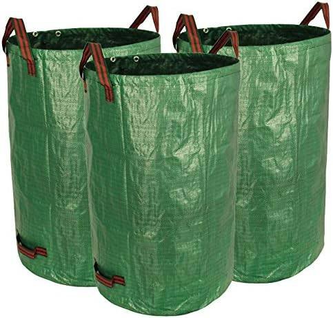 3-Pack 32 Gallon Yard Waste Bags, Reusable Heavy Duty Collapsible Garden Leaf Bags with Plastic Ring, Stand-Up Yard Waste Bin for Leaves, Lawn Debris & Grass Clippings