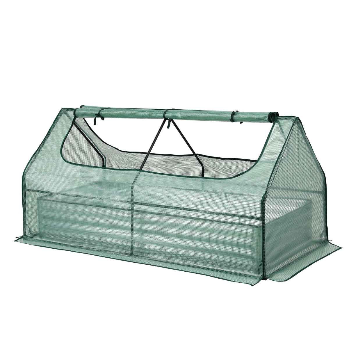 Green Fingers Raised Garden Bed with Greenhouse 3 in 1 Galvanised Planter Box Kit