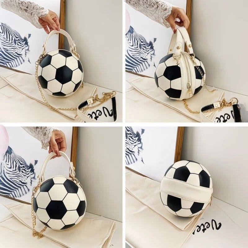 Soccer Theme Ladies Handbag, PU Material, Hand Carry Shoulder Crossbody Three Ways, Daily Outing Versatile Fashion(black)