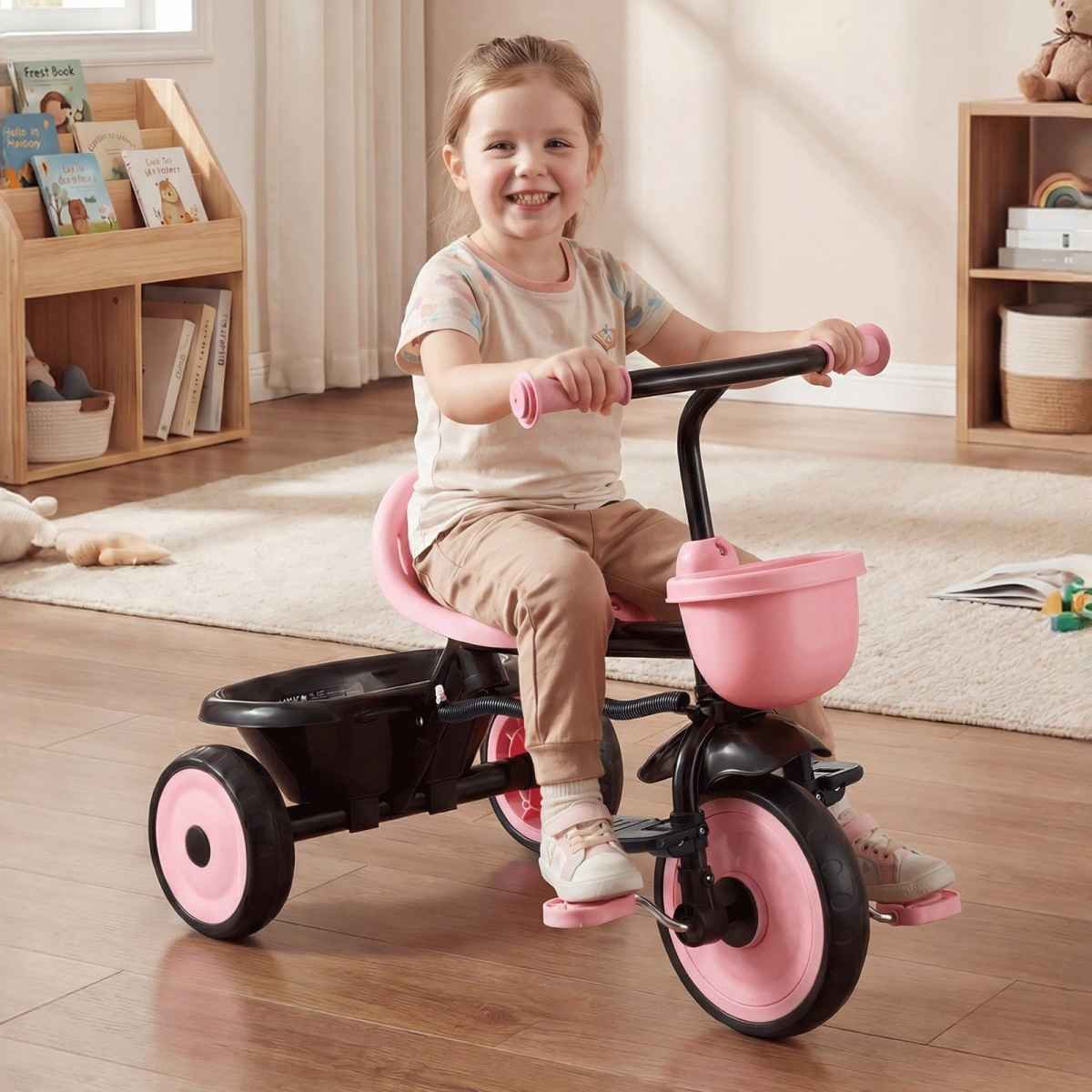 Toddler Tricycle & Stroller for 18 Months to 5 Year Old, Kids Trike with Parent Push Handle, Adjustable Seat & Storage for Outdoor Play, Tricycle for Toddlers, Birthday Toy for Boys and Girls