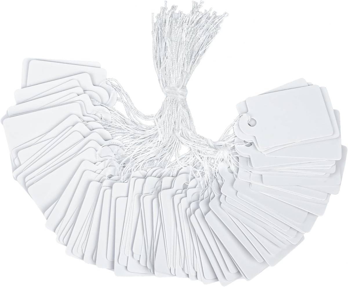 200 Pcs Price Tags 1 Inch Writable Price Labels White Pricing Display Tags for Pricing Clothing Jewelry Blank Hang Tag Merchandise Marking Tag with Hanging Strings, 1 3/8" x 7/8"