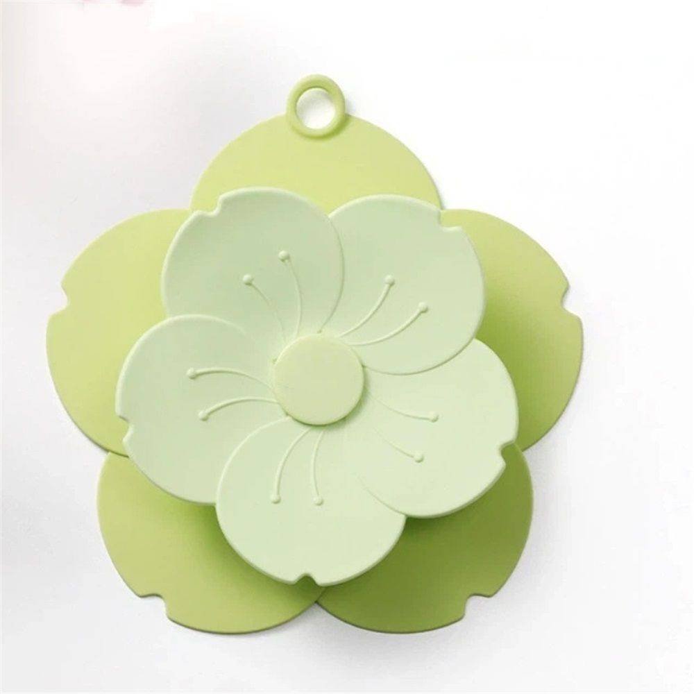 2 pack PVC Bathtub Drain Cover/Strainer - Dual Use Tub Stopper & Floor Drain Protector - Flower Shape Hair Catcher (Green)
