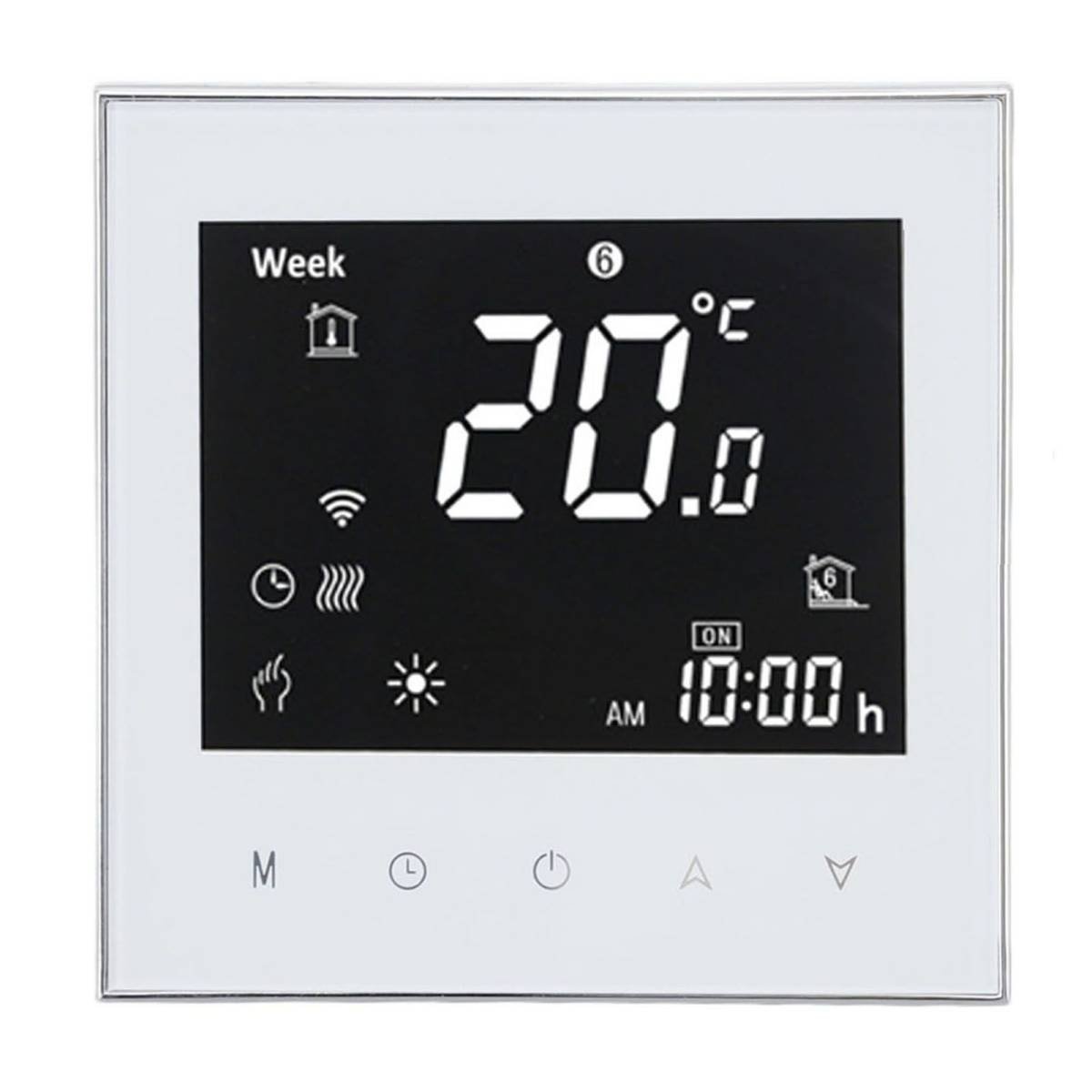 Smart Boiler Heating Thermostat WIFI APP Voice Control LCD Touch Screen Programmable White 95‑240V