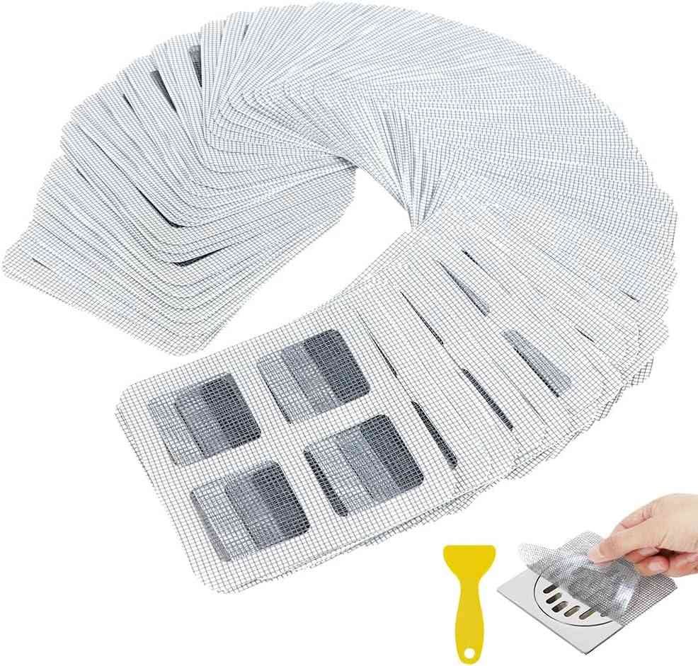 80PCS 4"x4" Disposable Hair Drain Stickers, Anti-Blocking Filter Screen Self-Adhesive Mesh Drain Covers for Bathroom, Bathtub, Sink, Kitchen, Laundry Room, Shower