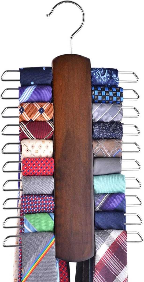 Wooden Belt and Scarf Hanger - Keep Wardrobe Organized & Tidy - Anti-Slip & Scratch-Resistant Storage - 1 Piece