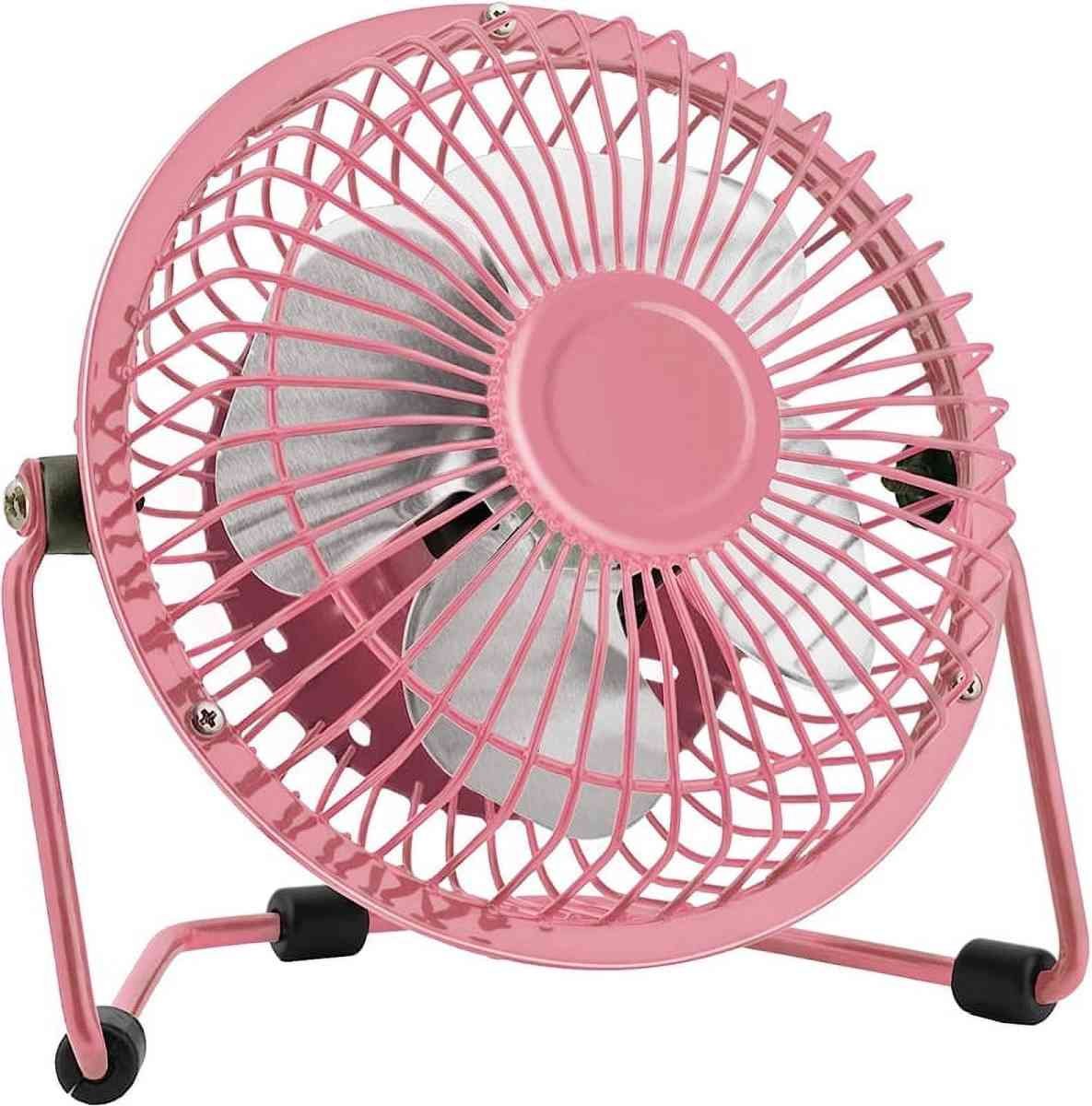 Tutuviw 4 Inch USB Desk Fan,Small and Quiet,Powerful USB Powered Portable Fan,Strong Airflow,Mini Metal USB Fan,360°Rotation,Personal Cooling Fan with 2 Speed for Home Office,Black Pink