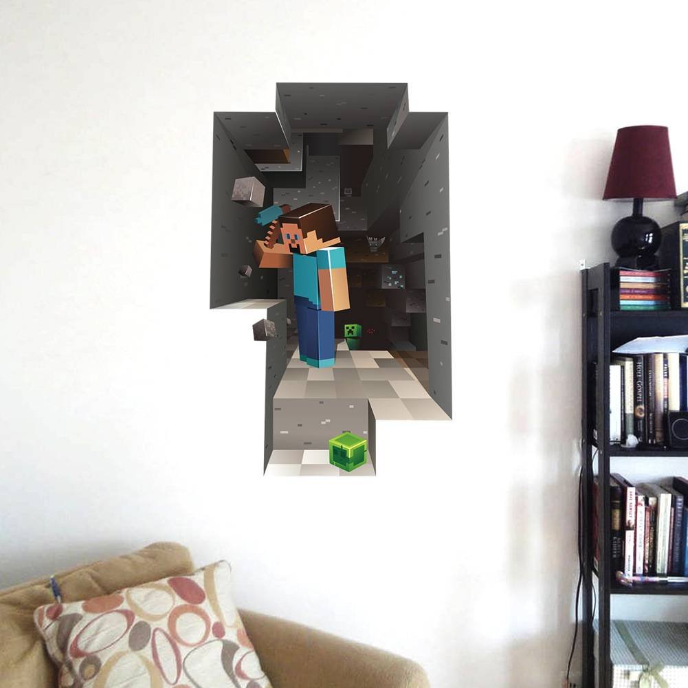 New Style 2-Pack Minecraft Giant Scale and Attach Wall Decal Cartoon Stic