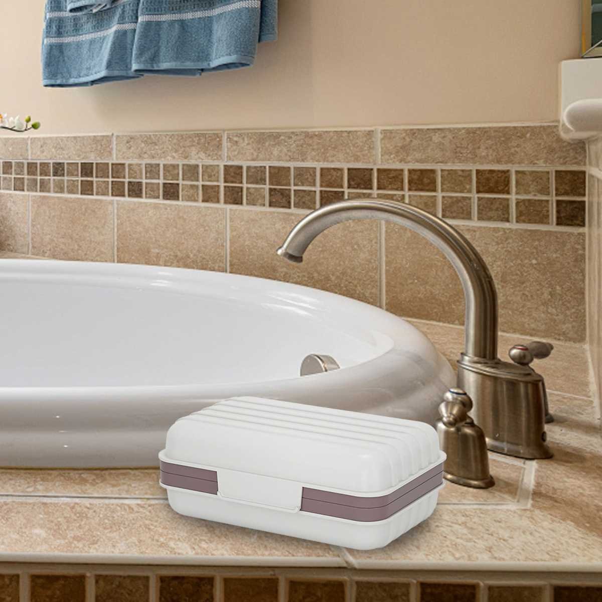 Bar Soap Holder Dish 1 Pack for Shower, Travel Soap Case with Lid for Gym, Camping Essentials, Travel Size Toiletries, Portable, Leakproof 4.72" x 2.99" x 1.97" White