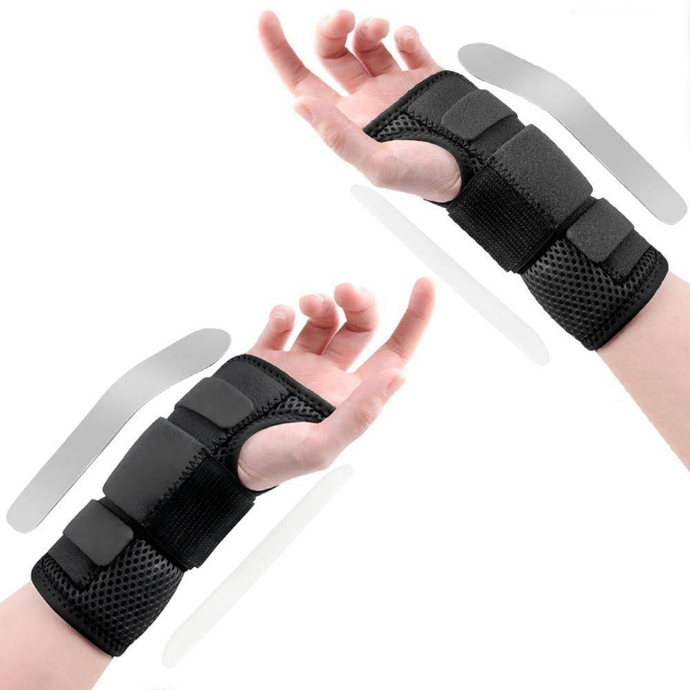 1Pair Carpal Tunnel Wrist Brace Carpal Tunnel Splint Arthritis Pain and Support For Sprained Relief Night Work - Black & S