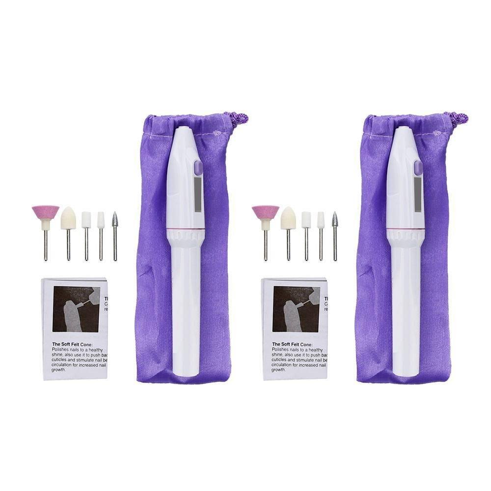 2 Sets Cordless Professional Manicure Pedicure Kit 5 in 1 Electric Nail Drill Machine