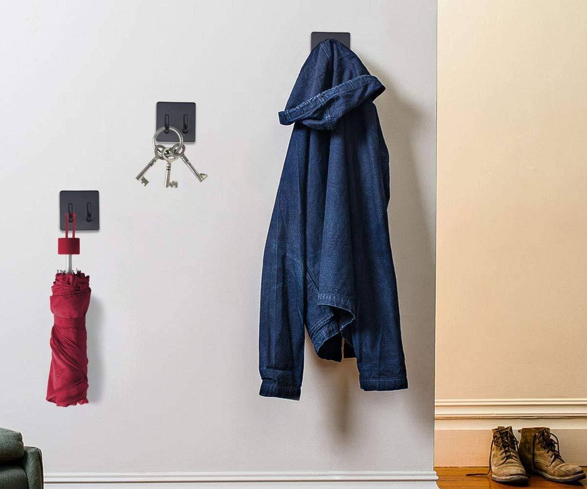 2 Pack Black Stainless Steel Non-Slip Self-Adhesive Bathroom Towel Holders