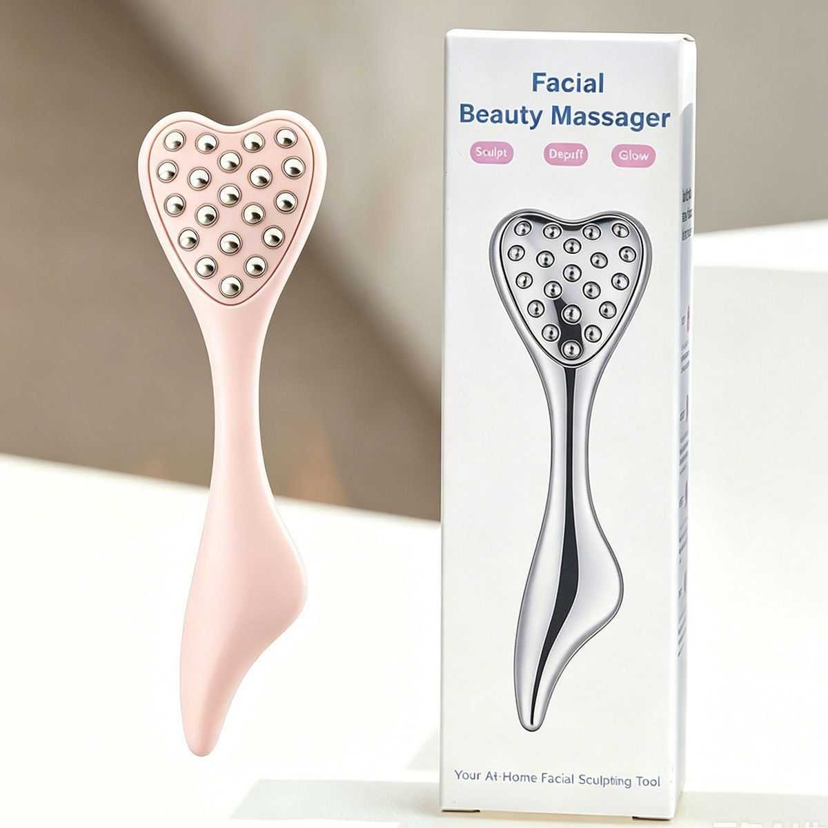 304 Stainless Steel Heart Shaped Roller Ball Massager: Face Lifting and Eye Soothing, Body Scraping and Relaxation, Lightweight and Portable, One Tool for Skincare and Body Care(PINK)