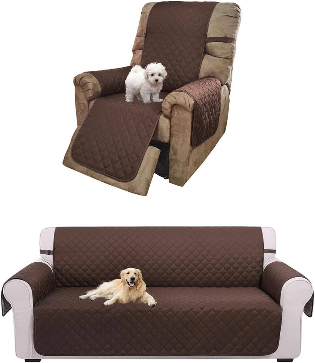 UNICE Home Reversible Sofa Cover Bundle Chair Cover(Sofa+Chair, Coffee)