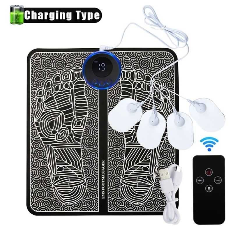 EMS Foot Massager Mat for Pain Foot Relief, EMS Foot Stimulator for Pain Relief Improve and Facilitate Muscle Performance in The Shoulder, Massager & Legs (Black)