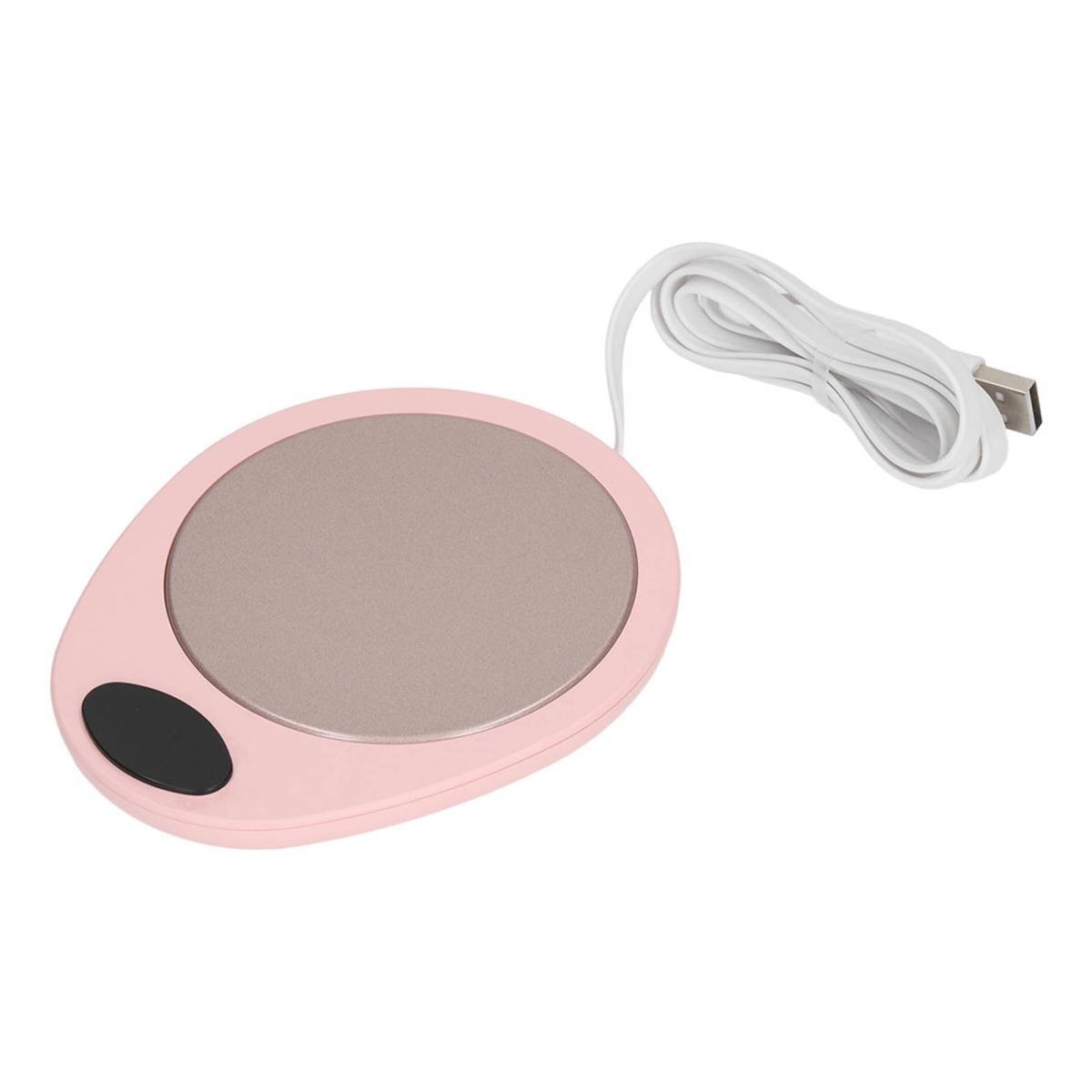 USB Mug Warmer Constant Temp Waterproof Adjustable Electric Beverage Heating Plate for Ceramic Coffee Cups Pink White