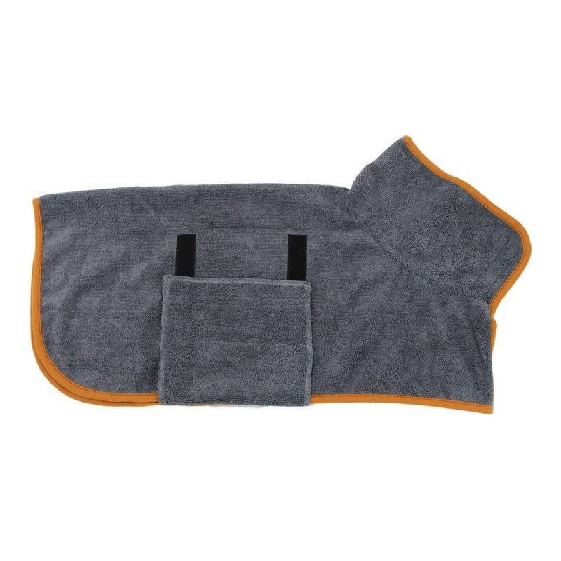 Dog Bathrobe Microfiber Absorbent Drying Coat, Grey, XS