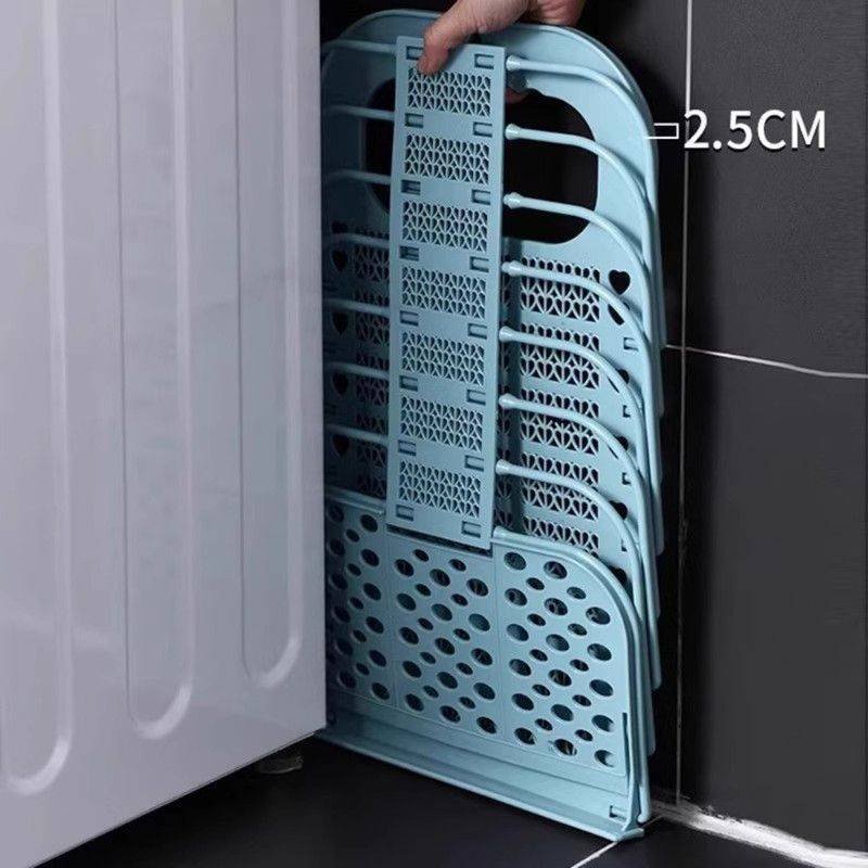 Wall-Mounted Foldable Laundry Basket, No-Drilling Hanging Dirty Clothes Hamper for Bathroom - Blue