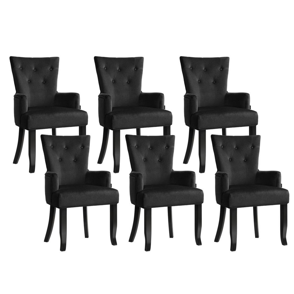 6x Artiss Dining Chairs Velvet French Provincial Armchair Black