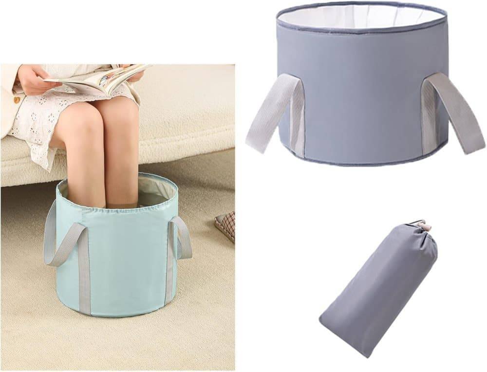 Foldable Foot Bath Tub 30x20cm, Gray, Portable for Home Travel Camping Outdoor Use, Spa and Care