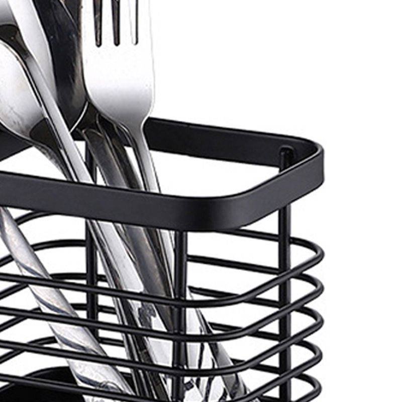 Utensil Holder Drying Rack Stainless Steel Draining Basket Wall Mount No Drilling for Kitchen Chopsticks Small Black