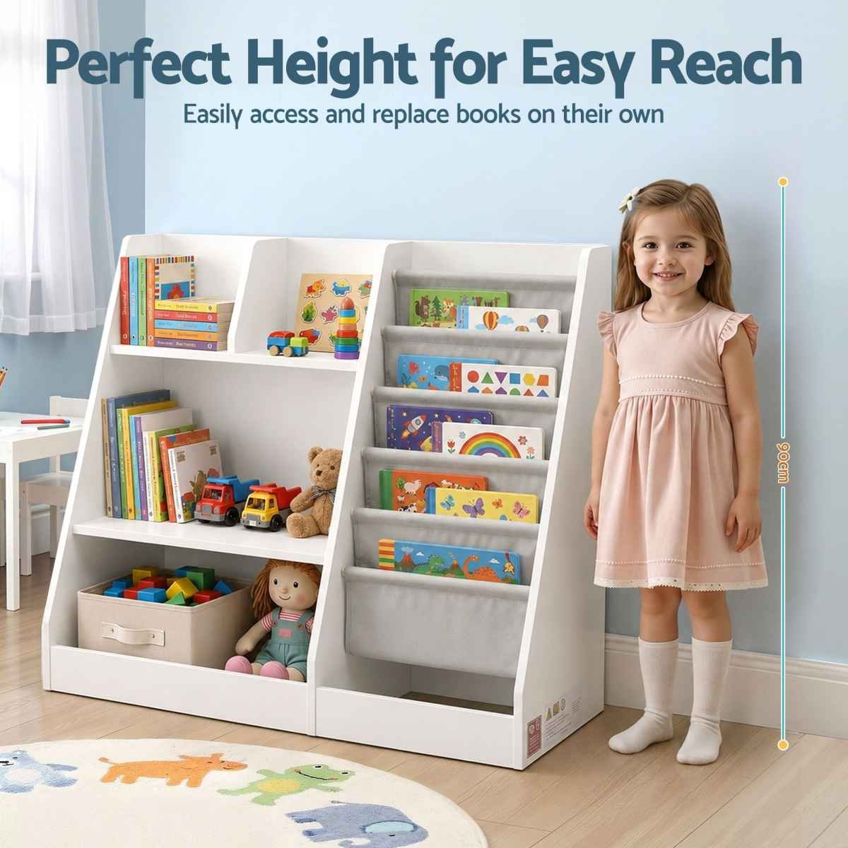 Keezi Kids Bookshelf Wood Bookcase Toddler Toys Storage Rack Display Shelves