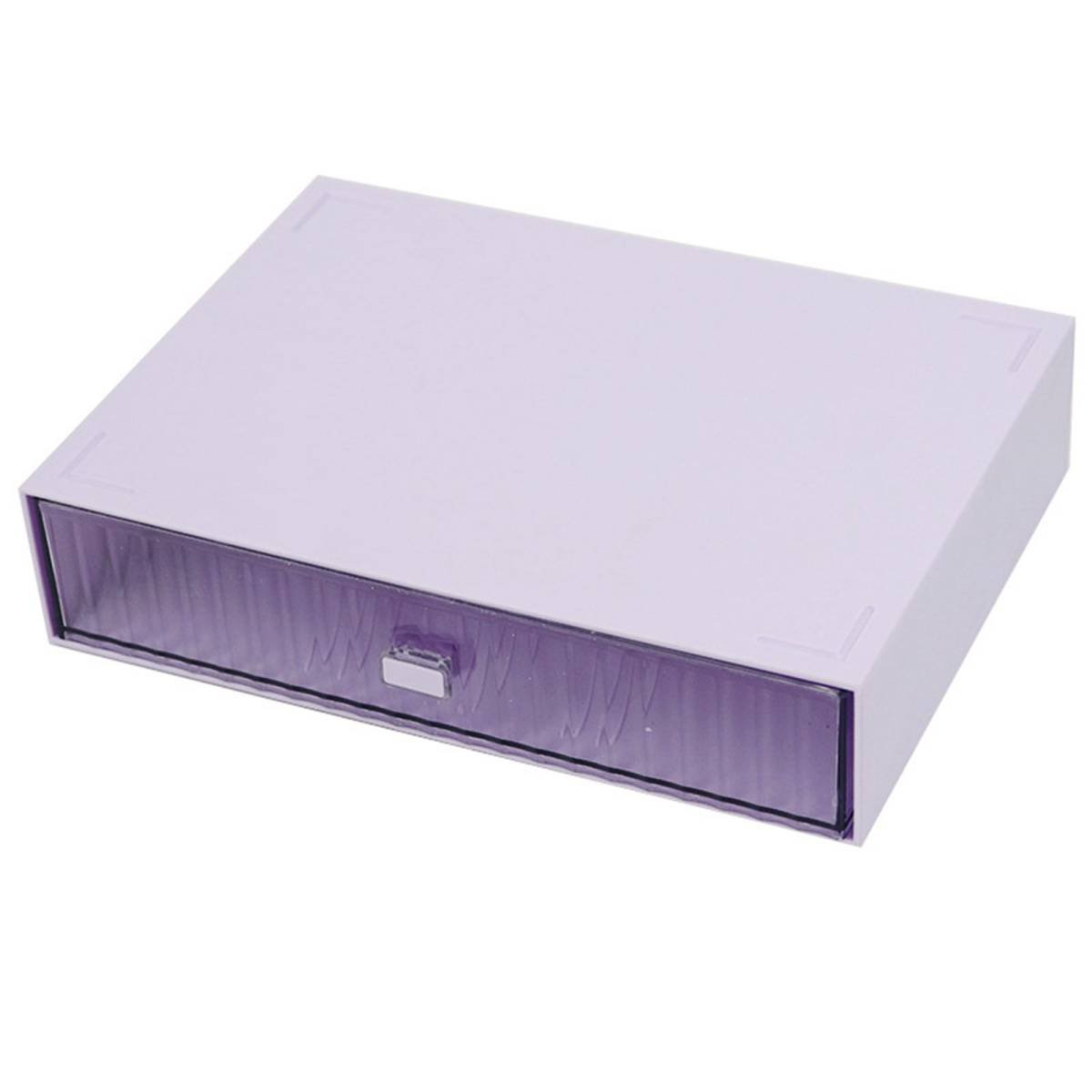 Desktop Drawer Organizer Waterproof Dustproof Plastic DIY Combination Multi Layer Stackable Drawer Storage Case Striped Purple 1 Drawer