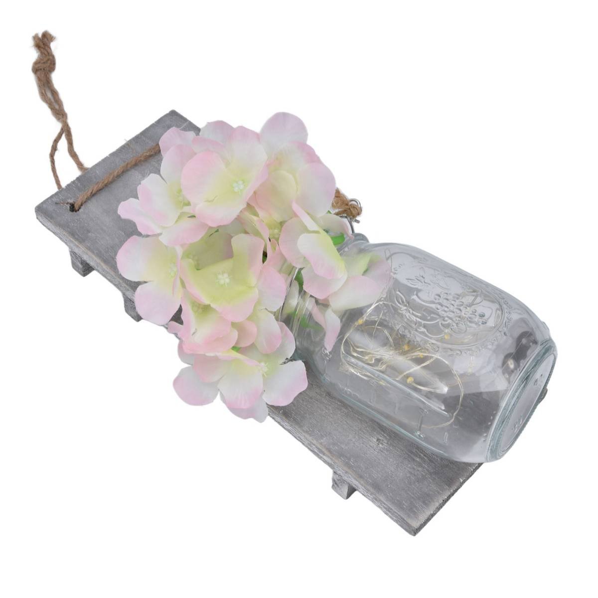 Wall Jar Decor Retro Style Glass Bottle Lamp Silk Flower Decoration for Home Door