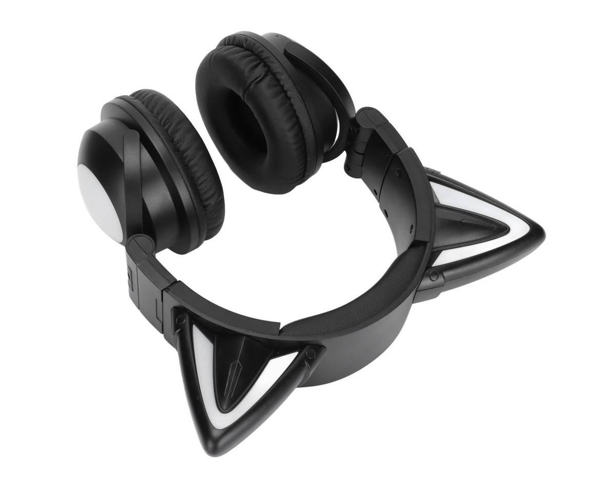 Cat Ear Bluetooth Headset Stereo Headset with Microphone LED Cute Cat Headset for Girls babies