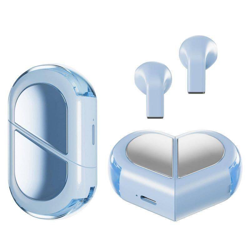 K520 deformable cute heart-shaped bluetooth headset tws compact stereo - blue