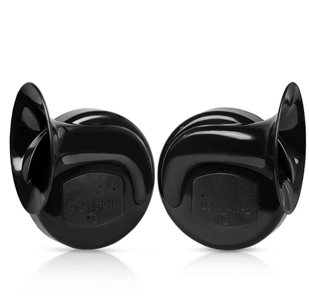 Train Horn for Truck 2pcs 12V Air Horn for Car Snail Electric Air Horn Marine Boat Loud Alarm Kit Boat Motorcycle Dual-tone Car Horn Loud Signal (Black)