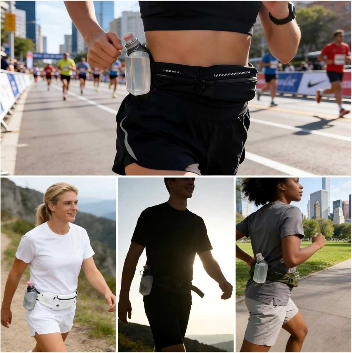 Water Bottle for Running No Bounce Water Bottle with Clip and Cover Cap,BPA-Free Plastic, 8.8oz (250ml) for Running/Marathon/Walking/Hiking/Cycling/Trail/Skiing (2 Pack)
